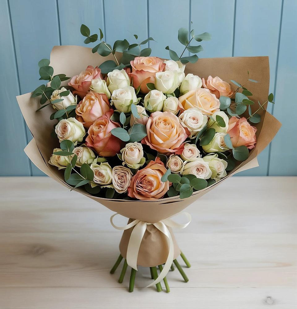 Букет цветов из: Альстромерии и Розы в Кумылженской