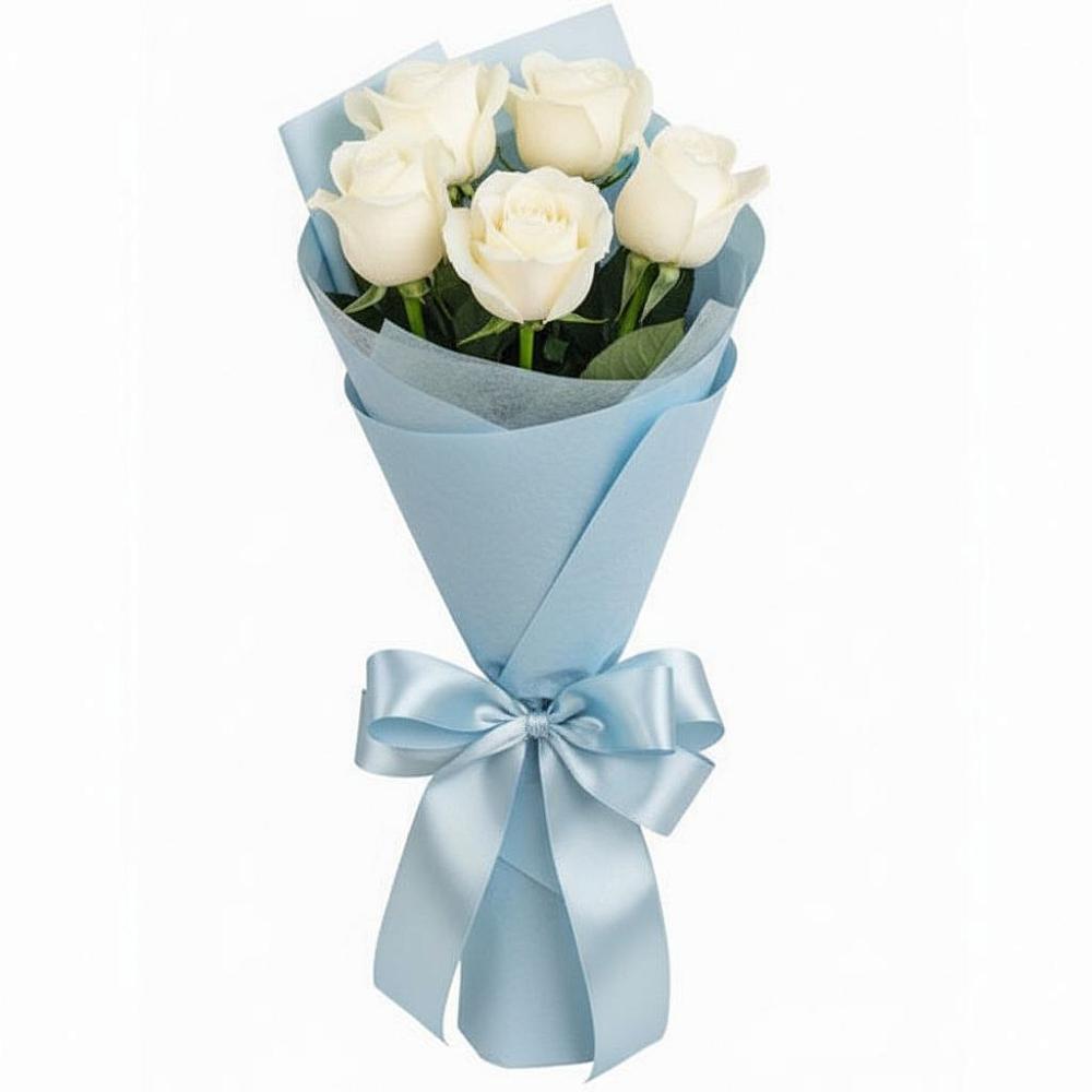 Букет 5 Белых роз Проуд в Кумылженской