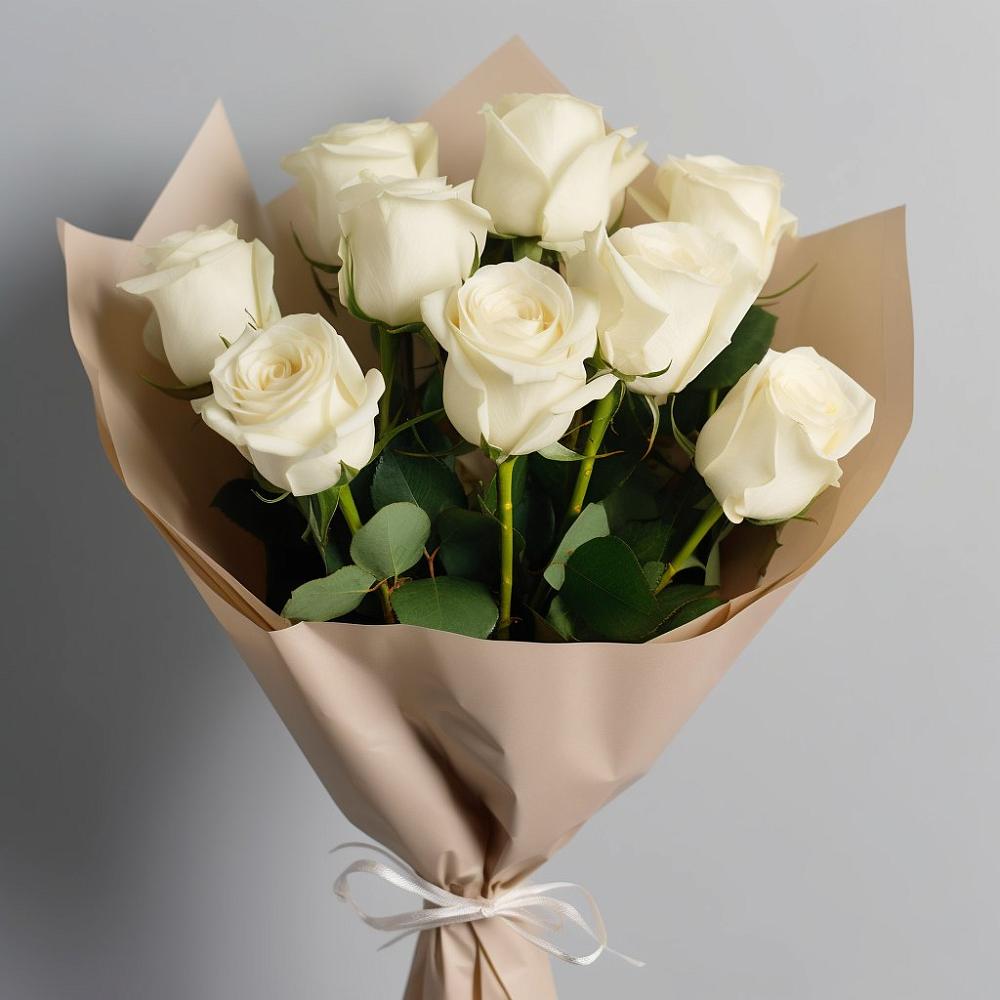 Букет 9 Белых роз Эдлесс Лав в Кумылженской