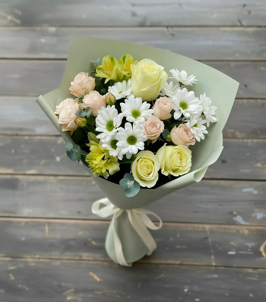Букет цветов из: Альстромерии, Розы и Хризантемы в Кумылженской