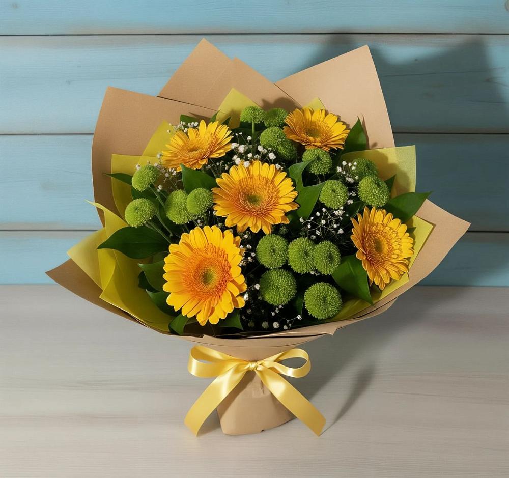 Букет цветов из: Герберы и Хризантемы в Кумылженской