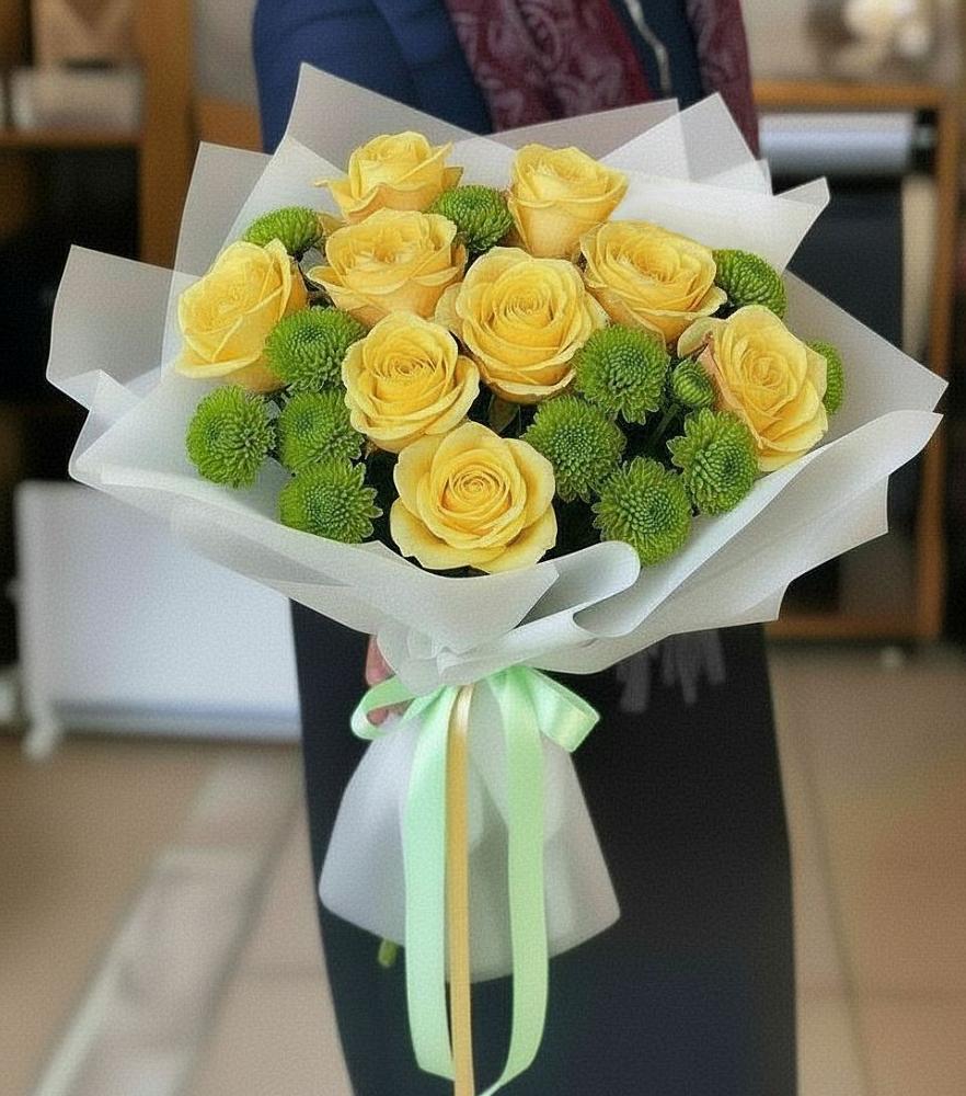 Букет цветов из: Хризантемы и Розы в Кумылженской