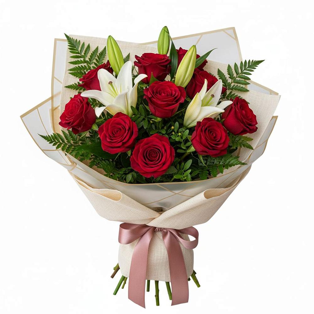 Букет цветов из: Лилии и Розы в Кумылженской