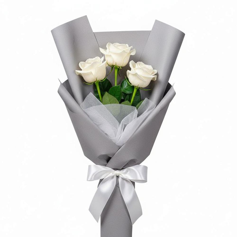Букет 3 белые розы в Кумылженской