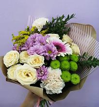 Букет цветов из:  Хризантемы, Розы, Гвоздики и Герберы #REPLACE_PRED# Кумылженской