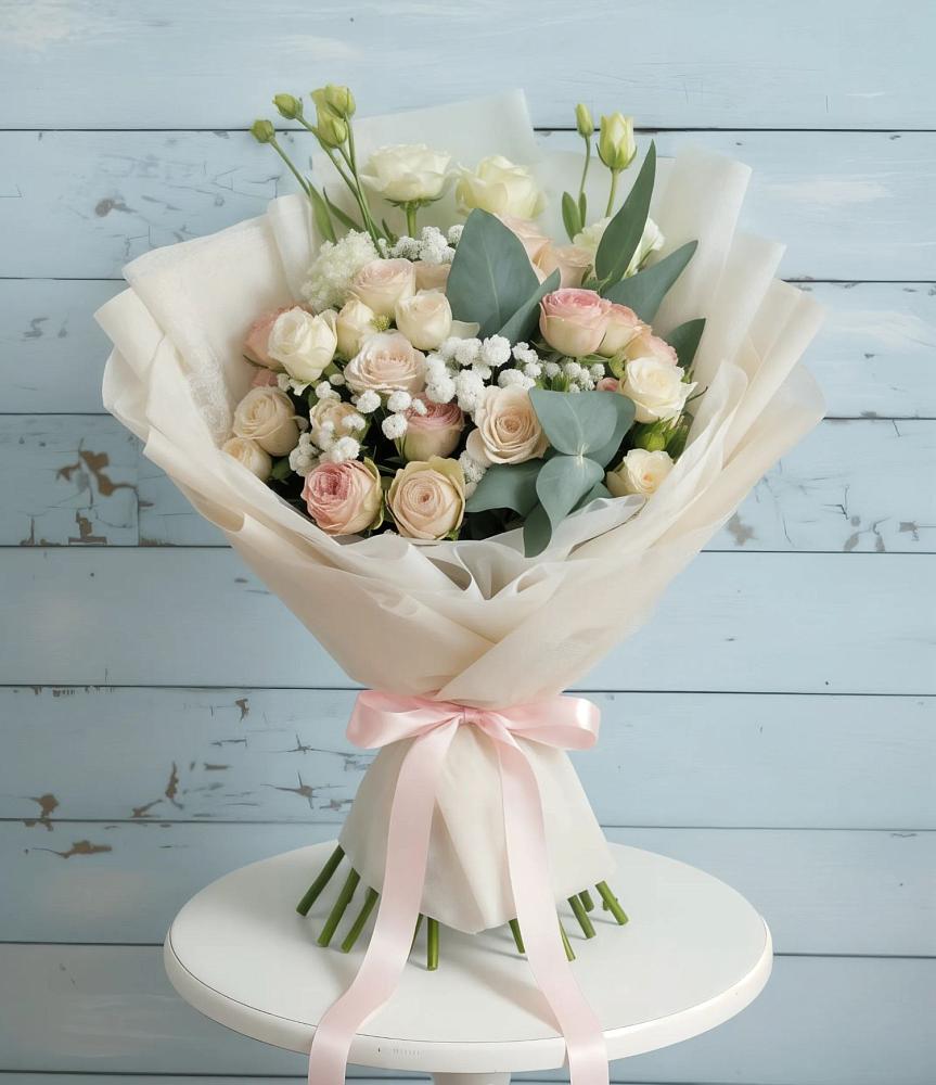 Букет цветов из: Розы и Лизиантусы в Кумылженской