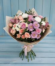 Букет цветов из:  Хризантемы, Розы и Альстромерии в Кумылженской