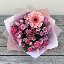 Букет цветов из:  Розы, Герберы и Хризантемы #REPLACE_PRED# Кумылженской