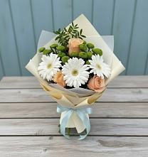 Букет цветов из:  Герберы, Розы и Хризантемы в Кумылженской