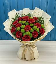 Букет цветов из:  Розы и Хризантемы #REPLACE_PRED# Кумылженской