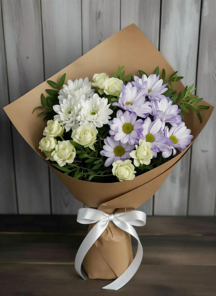 Букет цветов из: Хризантемы и Розы в Кумылженской